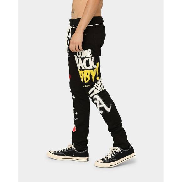 NEW LIFTED ANCHORS men's boulevard puff print denim pant in black wash - Picture 5 of 6